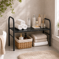 Extendable Storage Rack Under Sink Shelf  Kitchen Organizer black