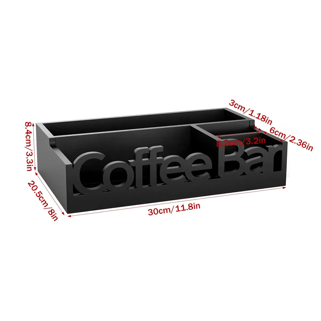 Wooden 4-Compartment Coffee Capsule Storage Box for Kitchen Cafe Desktop Storage