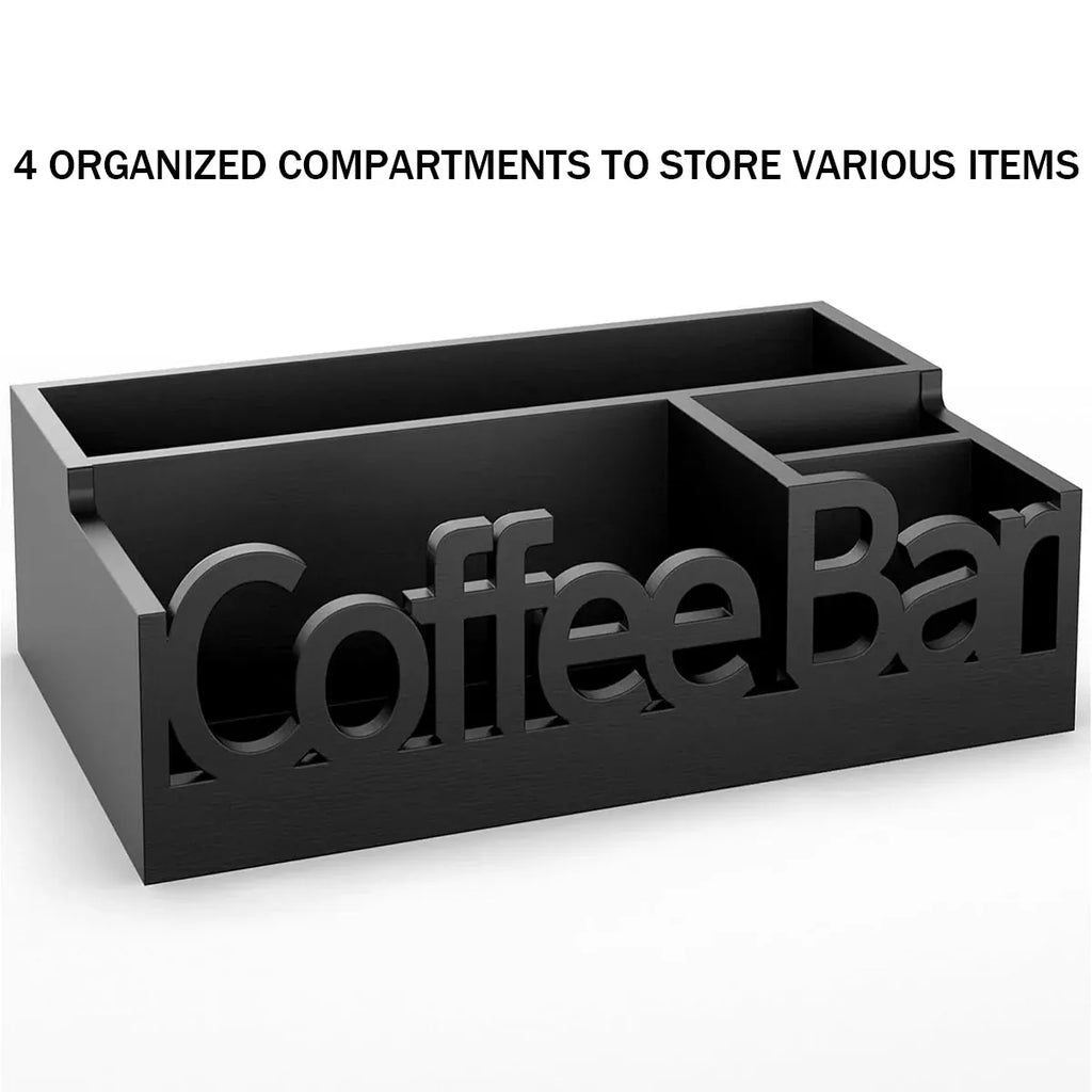 Wooden 4-Compartment Coffee Capsule Storage Box for Kitchen Cafe Desktop Storage