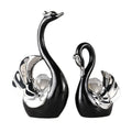 Swan Ceramic Tabletop Ornament Set Home Decor Figurine Gift Room Decoration Art - Black
