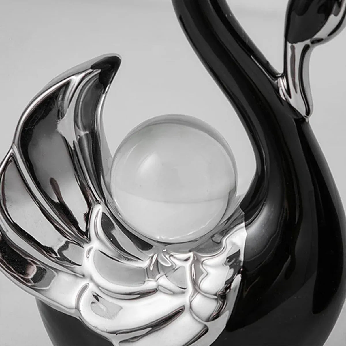 Swan Ceramic Tabletop Ornament Set Home Decor Figurine Gift Room Decoration Art - Black