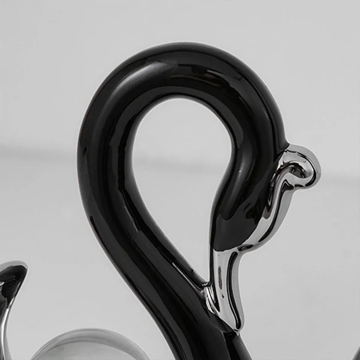 Swan Ceramic Tabletop Ornament Set Home Decor Figurine Gift Room Decoration Art - Black