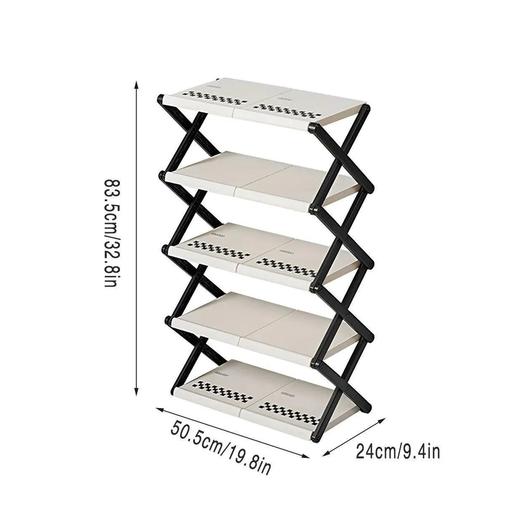 5 Tier Folding Shoe Rack Simple Shoe Storage Organizer for Home and Closet Use