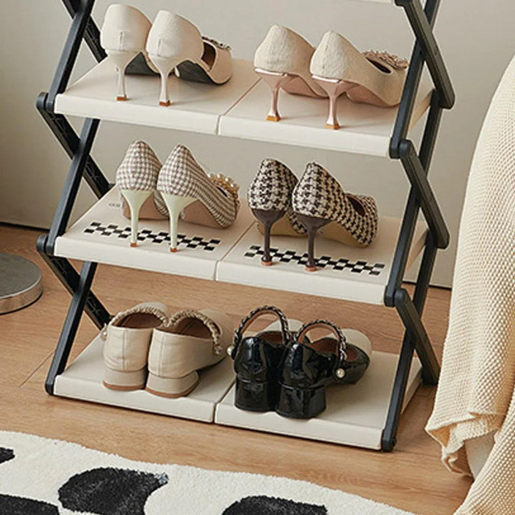5 Tier Folding Shoe Rack Simple Shoe Storage Organizer for Home and Closet Use