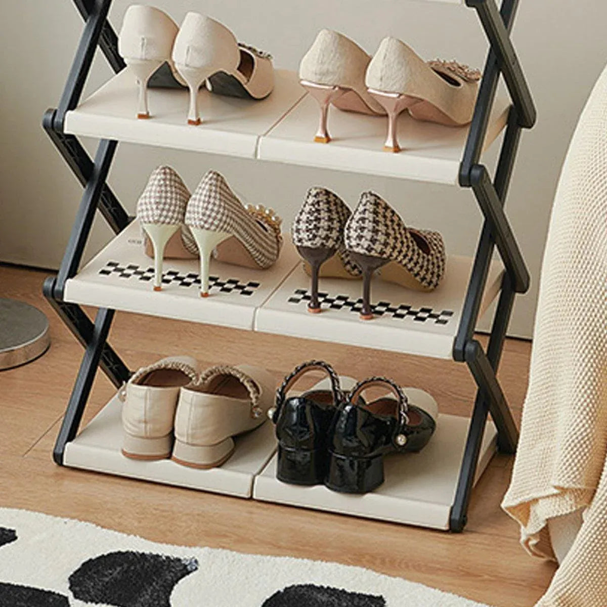 5 Tier Folding Shoe Rack Simple Shoe Storage Organizer for Home and Closet Use