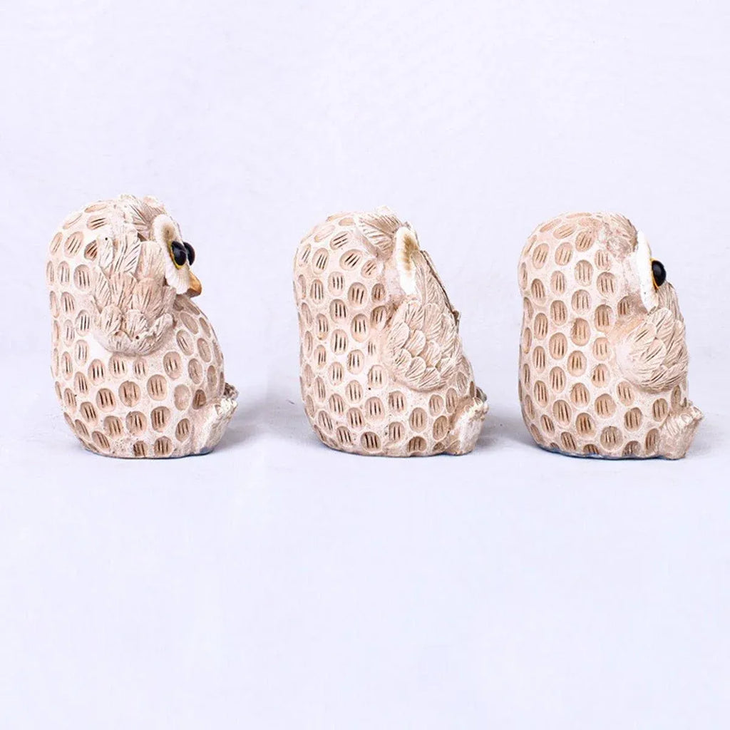 3pcs Resin Owl Ornaments Home Decor Figurines for Living Room Desktop Display