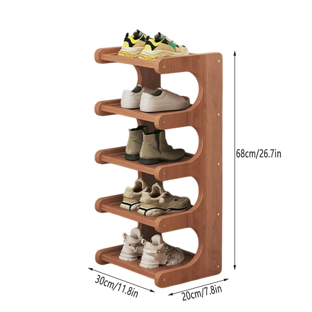 Small 5-Tier Shoe Rack Compact Shoe Storage Dustproof Space Saving Durable