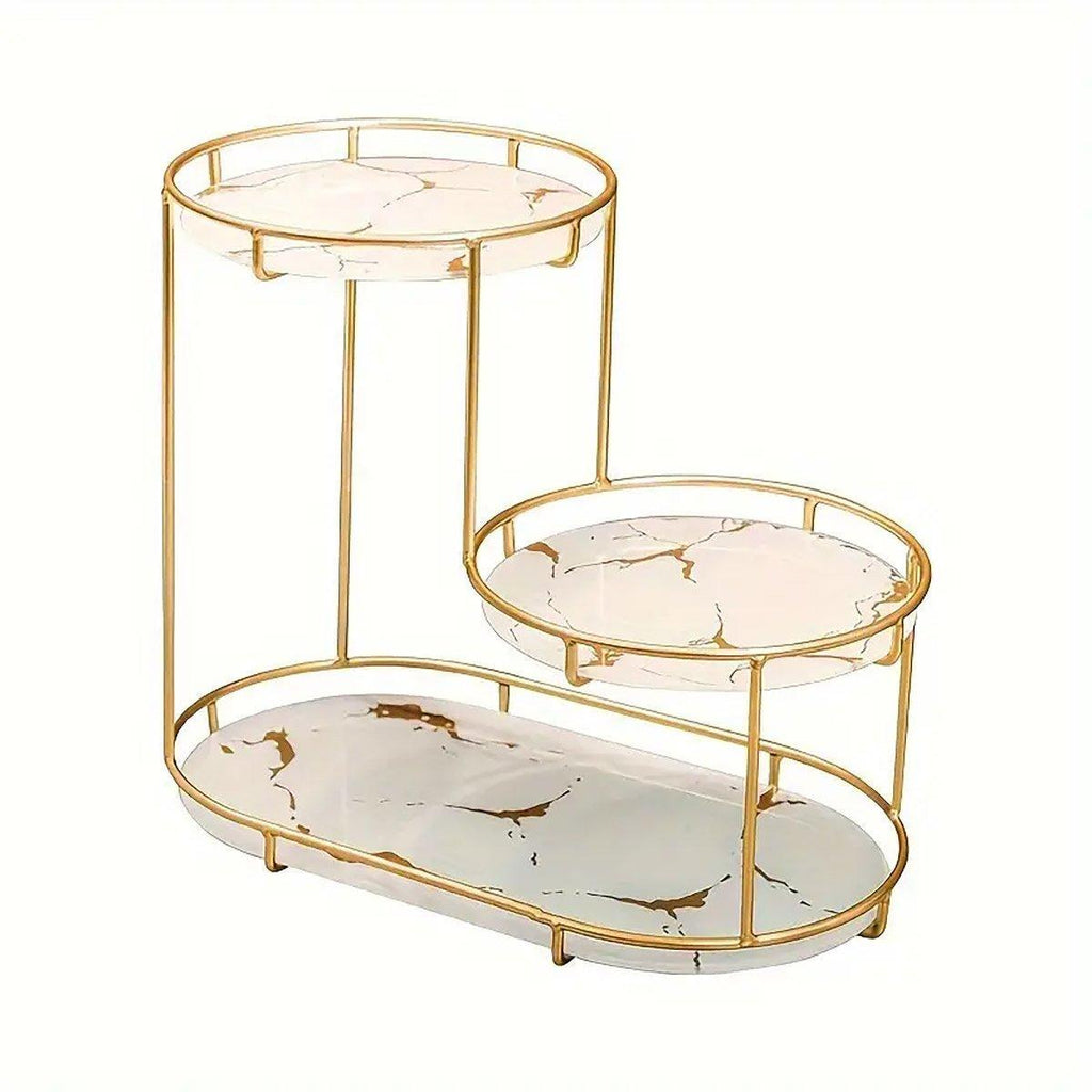 Round Multi-Tier Metal Storage Rack for Bathroom Vanity Kitchen Storage Rack - Black