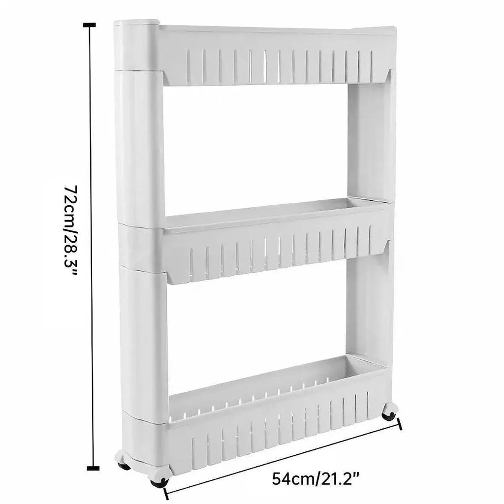 Movable 3 Layer Plastic Kitchen Storage Rack Refrigerator Gap Shelf Organizer