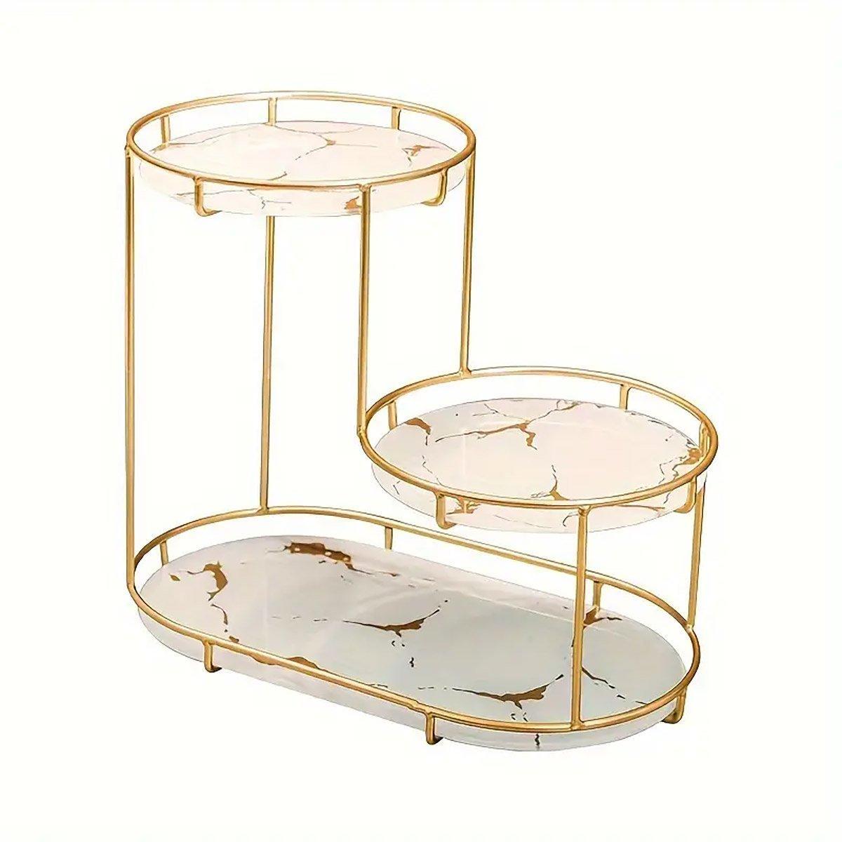 Round Multi-Tier Metal Storage Rack for Bathroom Vanity Kitchen Storage Rack - White