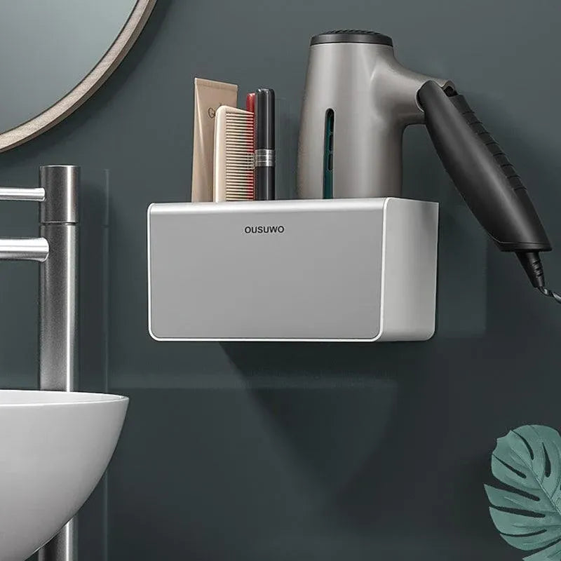 Hair Dryer Holder Storage Rack Curling Shelf Cup Bathroom Organizer Adhesive Au