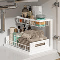 2-Tier L-Shaped Under Sink Sliding Organiser (White)