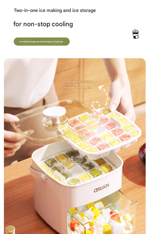 48-Cube Press-Release Ice Maker & Storage Bin Set (Green)