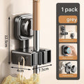 1 pack Grey Suction Cup Mop and Broom Holder Wall Mount - No Drill Adhesive Hook for Bathroom, Kitchen and Laundry, Strong Hold Reusable Storage Organiser for Cleaning Tools