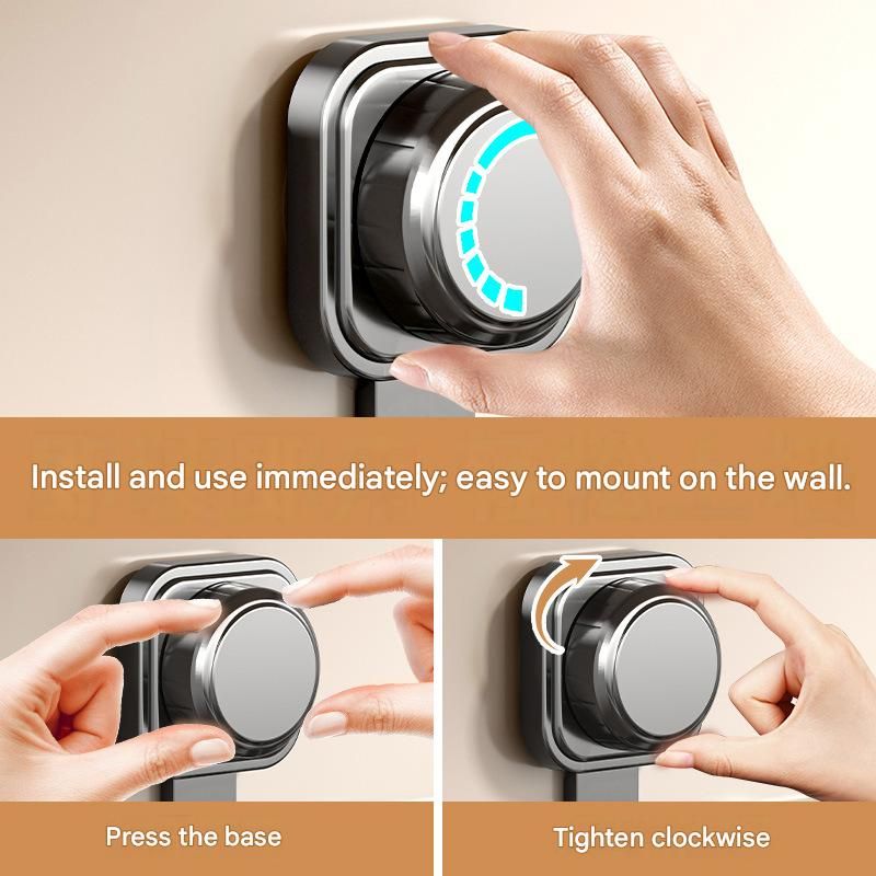 1 pack Grey Suction Cup Mop and Broom Holder Wall Mount - No Drill Adhesive Hook for Bathroom, Kitchen and Laundry, Strong Hold Reusable Storage Organiser for Cleaning Tools