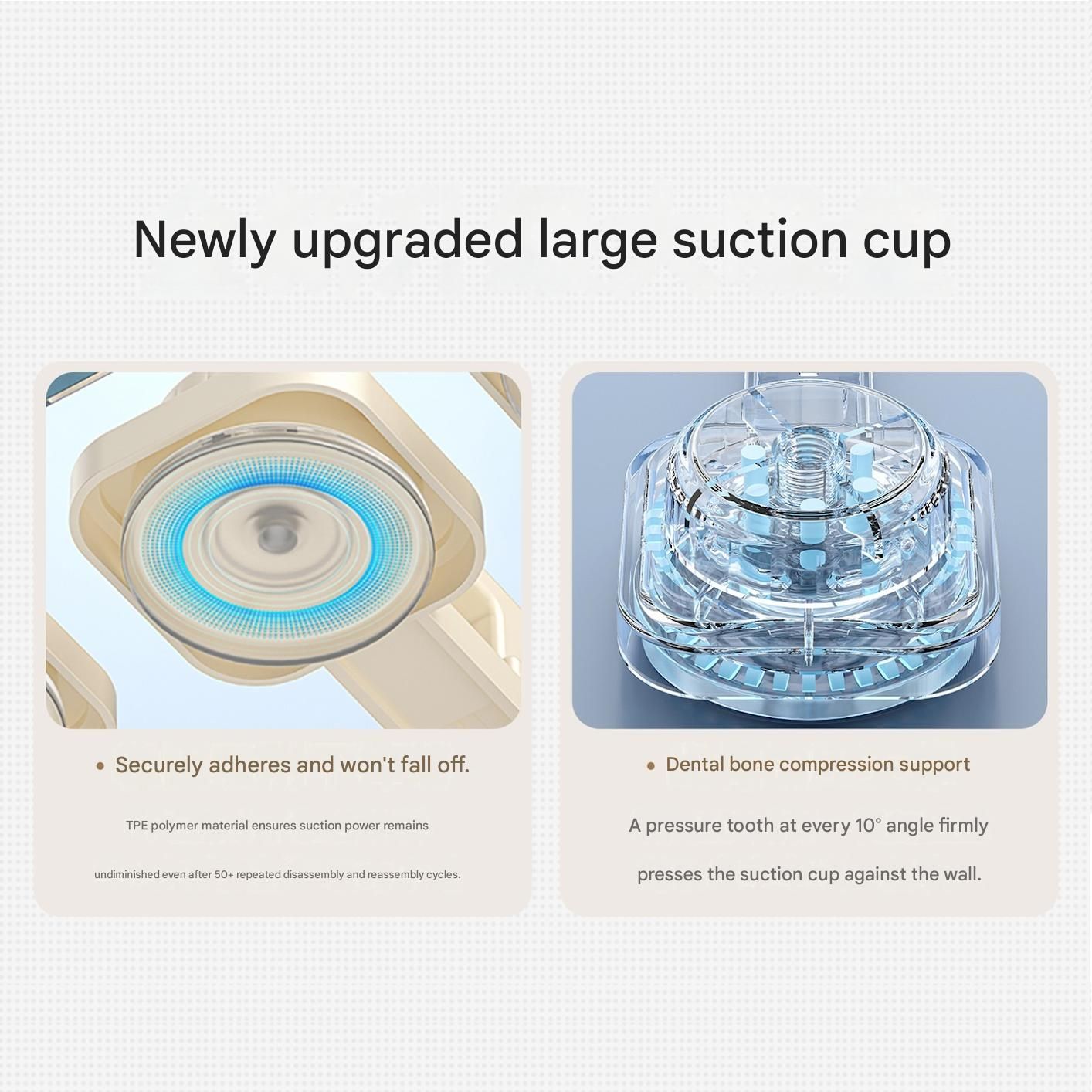 1 pack Grey Suction Cup Mop and Broom Holder Wall Mount - No Drill Adhesive Hook for Bathroom, Kitchen and Laundry, Strong Hold Reusable Storage Organiser for Cleaning Tools