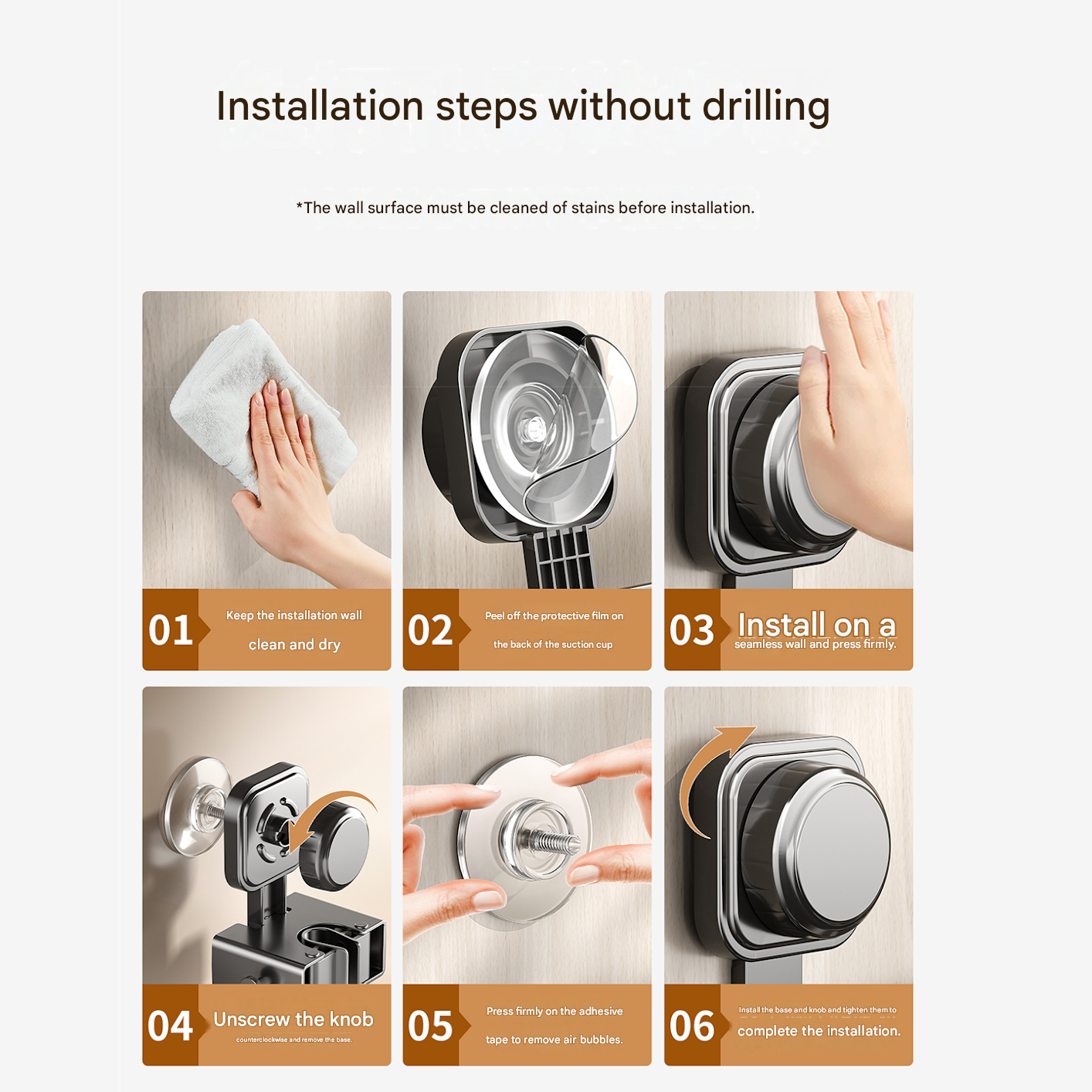 1 pack Grey Suction Cup Mop and Broom Holder Wall Mount - No Drill Adhesive Hook for Bathroom, Kitchen and Laundry, Strong Hold Reusable Storage Organiser for Cleaning Tools